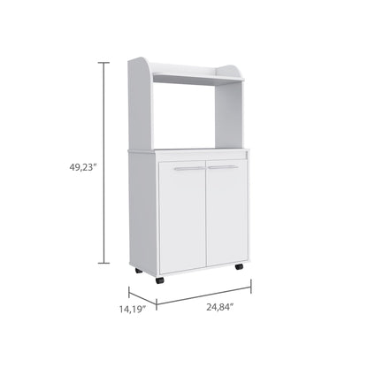 Rockford Kitchen Cart, Open Shelf, Double Door Cabinet, Two Interior Shelves image 1