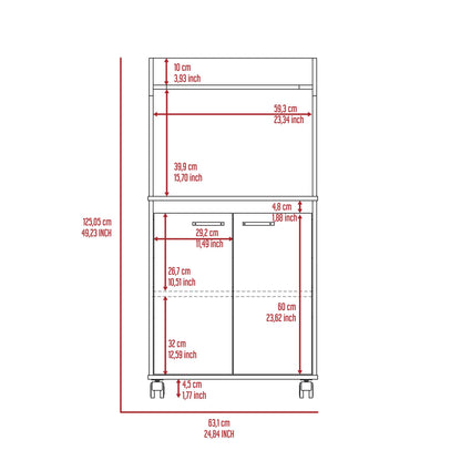 Rockford Kitchen Cart, Open Shelf, Double Door Cabinet, Two Interior Shelves image 4
