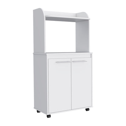 Rockford Kitchen Cart, Open Shelf, Double Door Cabinet, Two Interior Shelves image 2