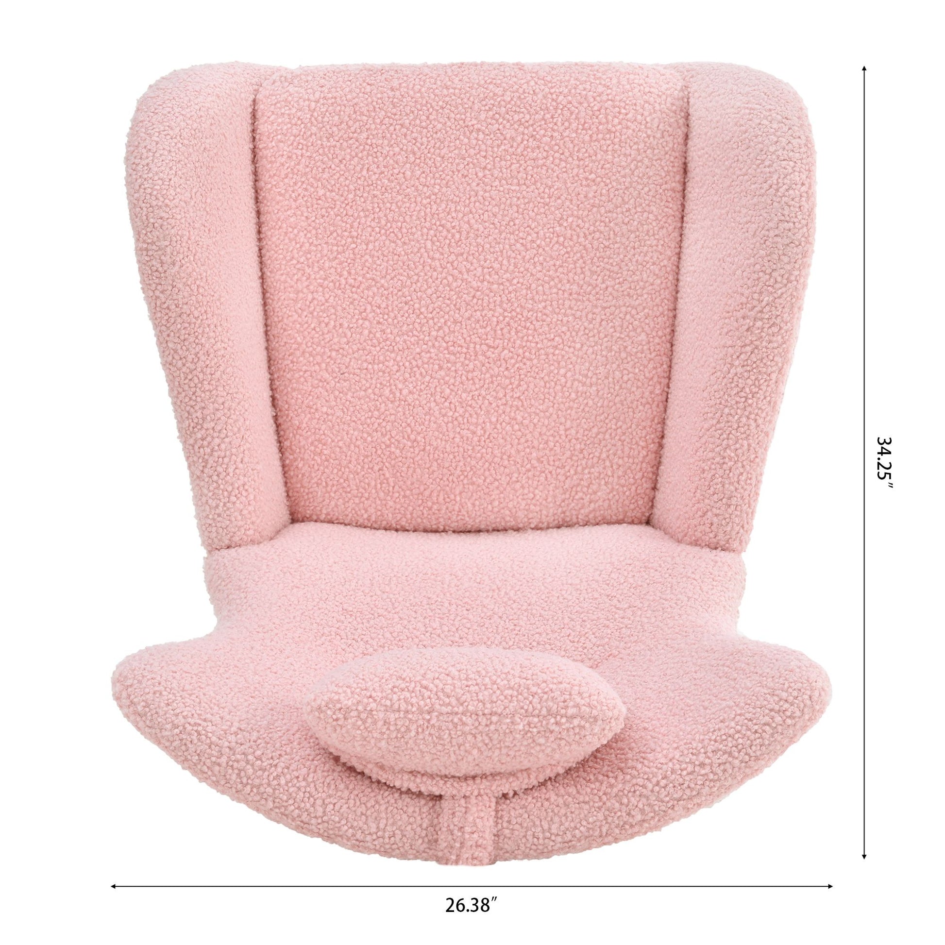 Rocking Chair Nursery, Teddy Upholstered Rocker Glider Chair with High Backrest, Adjustable Headrest & Pocket, Comfy Gli image 19