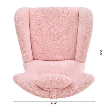 Rocking Chair Nursery, Teddy Upholstered Rocker Glider Chair with High Backrest, Adjustable Headrest & Pocket, Comfy Gli image 19