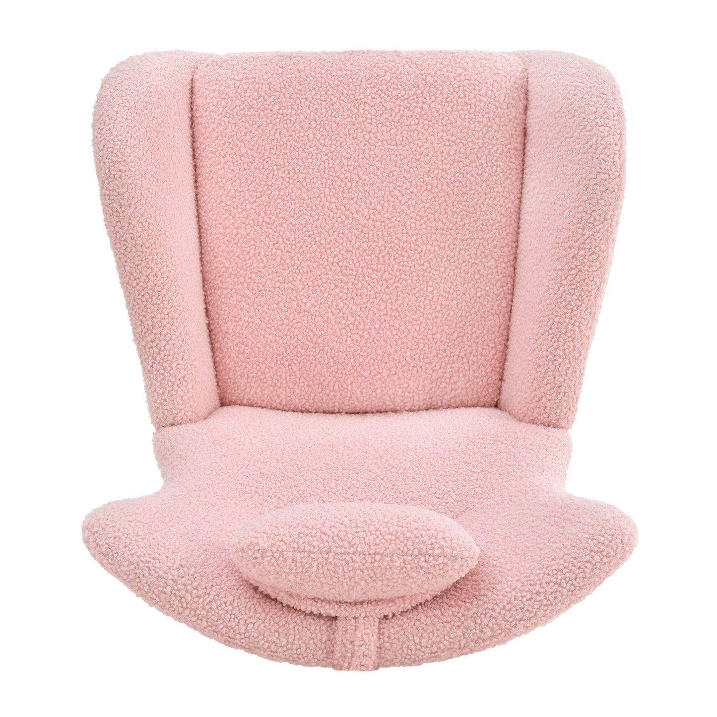 Rocking Chair Nursery, Teddy Upholstered Rocker Glider Chair with High Backrest, Adjustable Headrest & Pocket, Comfy Gli image 15