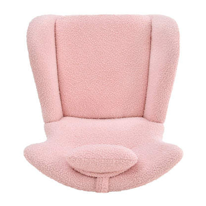 Rocking Chair Nursery, Teddy Upholstered Rocker Glider Chair with High Backrest, Adjustable Headrest & Pocket, Comfy Gli image 15