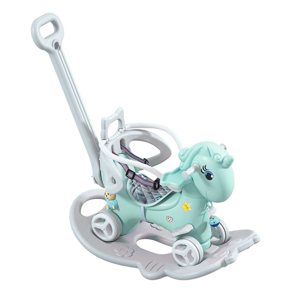 Rocking horse mode for toddlers with push handle and backrest