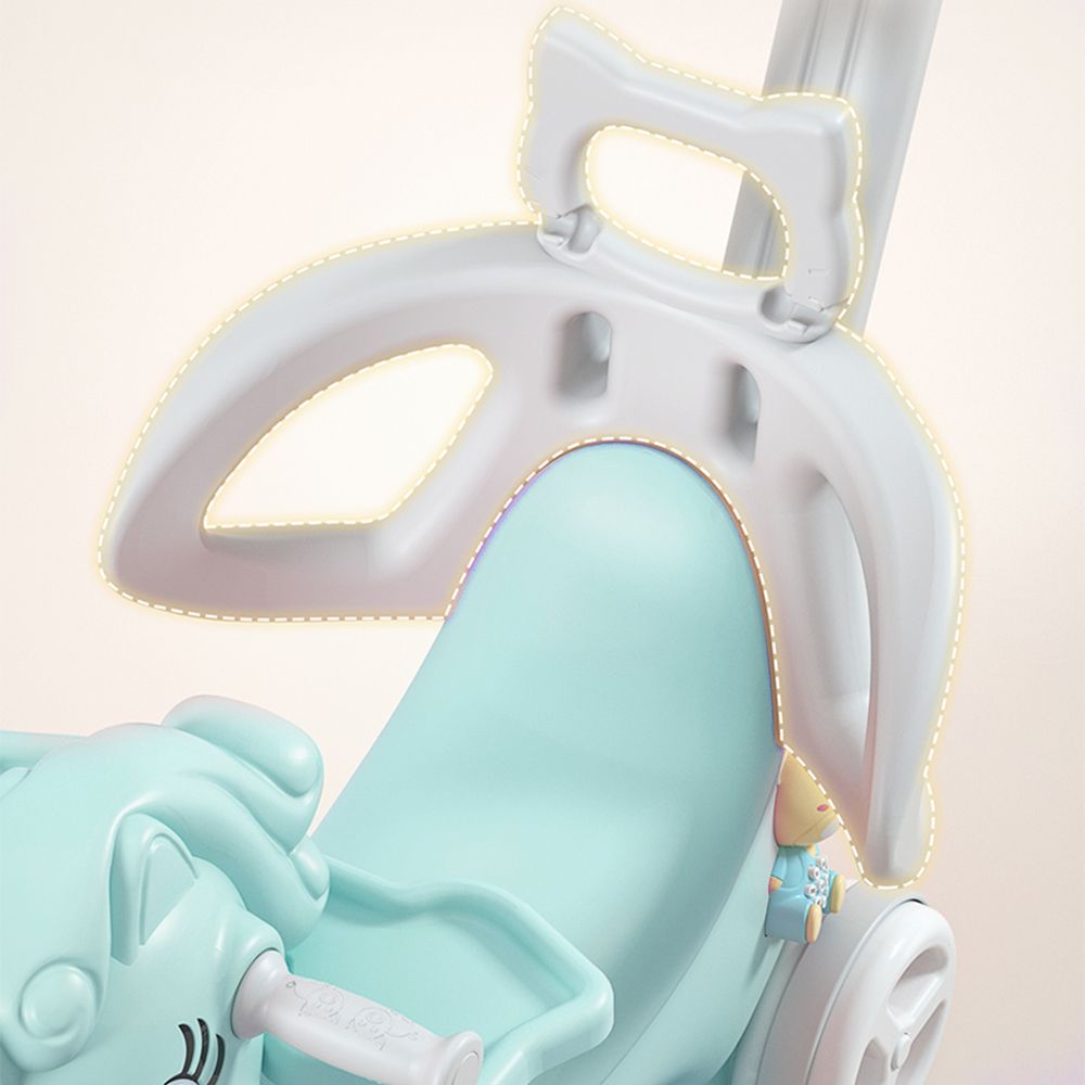 4-in-1 toddler ride on toy unicorn blue - all modes displayed