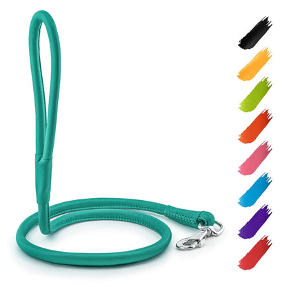 Rolled Leather Dog Leash 4Ft * 0.4 in for Small Medium and Large Dogs Heavy Duty Leather Puppy Leash for Outdoor Walking image 1