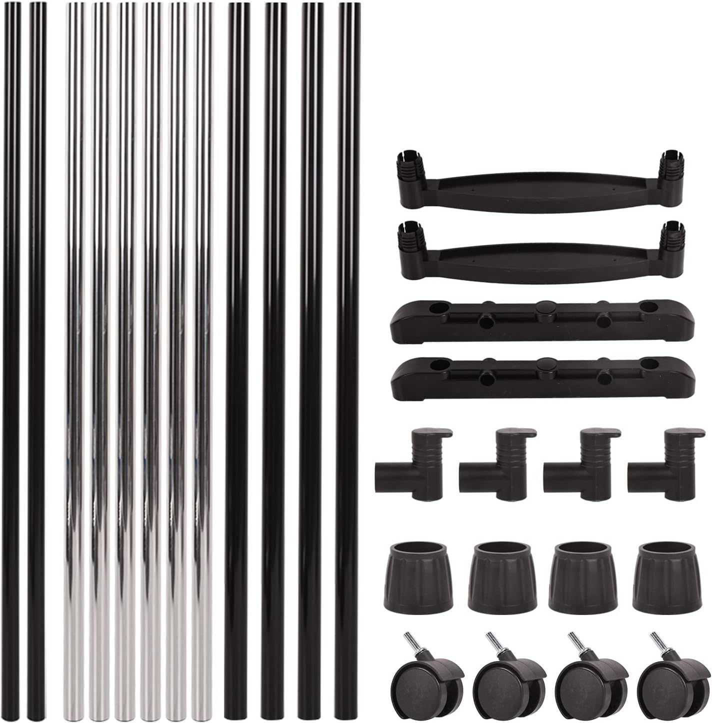 Rolling Clothes Rack on Wheels, Double Rod Portable Clothing Hanging Garment Rack Rolling Clothes Organizer on Lockable  image 7