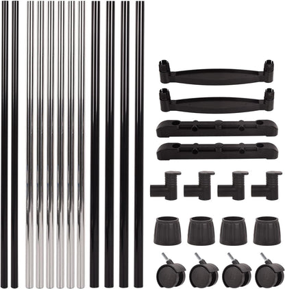 Rolling Clothes Rack on Wheels, Double Rod Portable Clothing Hanging Garment Rack Rolling Clothes Organizer on Lockable  image 7