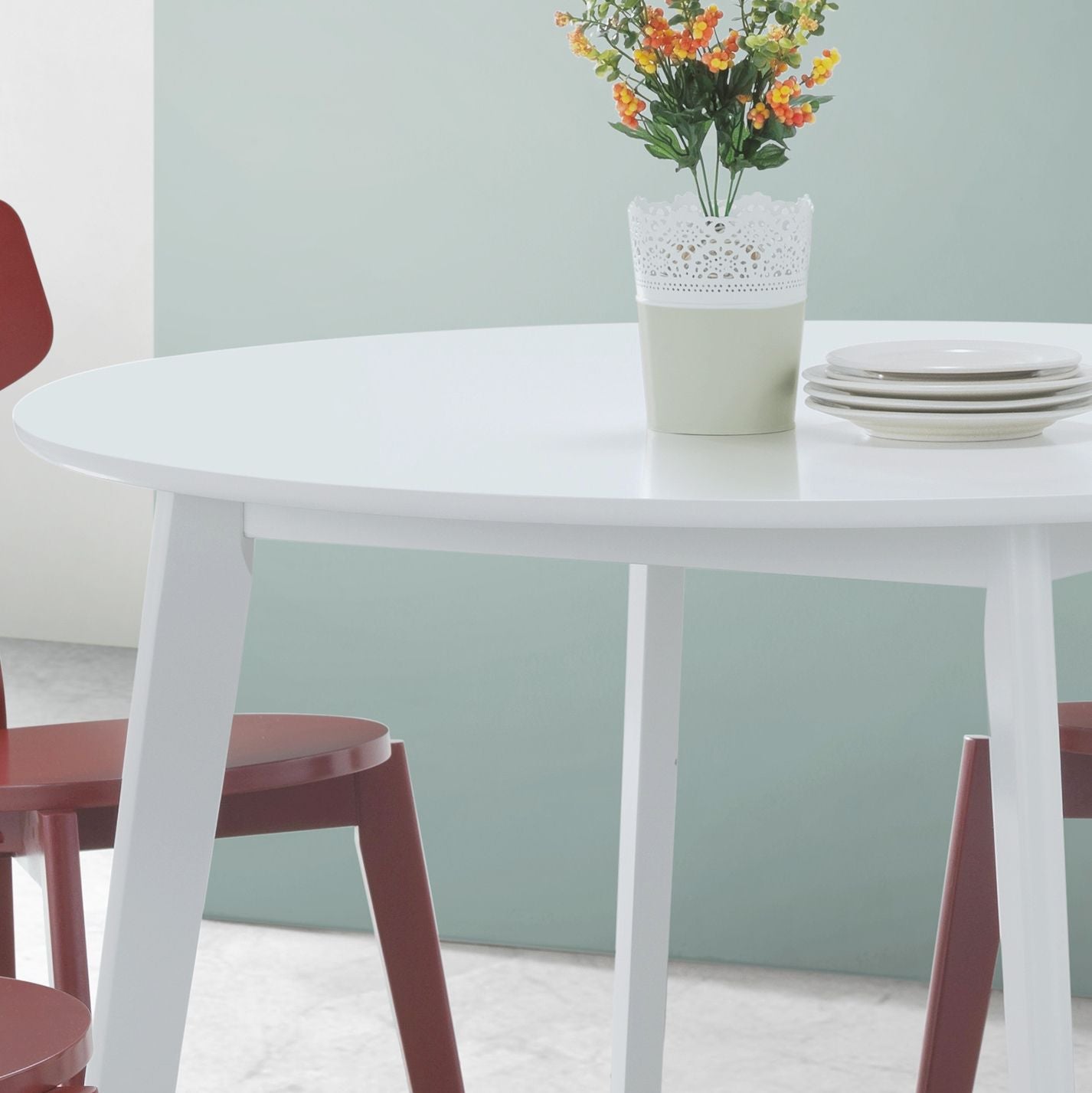 Roma Contemporary White Round Dining Table image 2