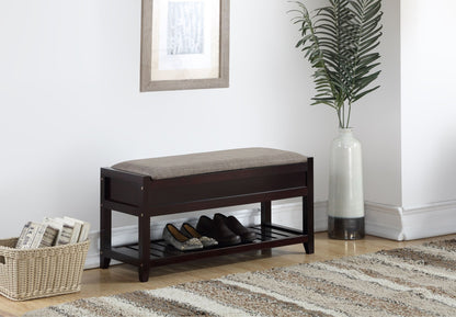 Rouen Seating Bench with Shoe Storage, Espresso image 1