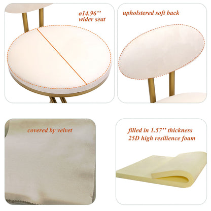 Round Bar Stool Armless Velvet Barstools with Back Set of 2 Upholstered Counter Chair for Dining Room, Kitchen Island (G image 8