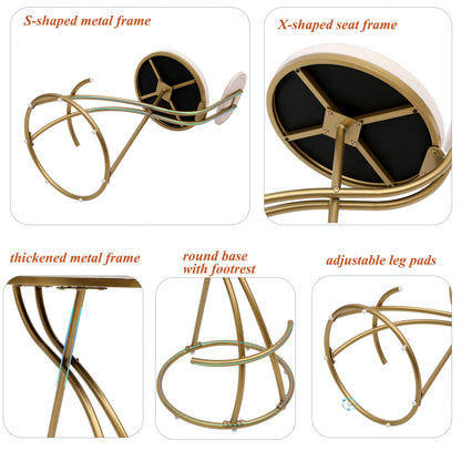 Round Bar Stool Armless Velvet Barstools with Back Set of 2 Upholstered Counter Chair for Dining Room, Kitchen Island (G image 9