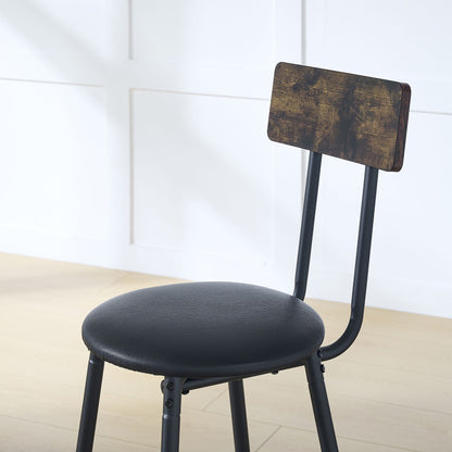 Round bar table and stool set with shelf, upholstered stool with backrest, Rustic Brown, 24.17"W x 24.17"D x 36.02"H image 4
