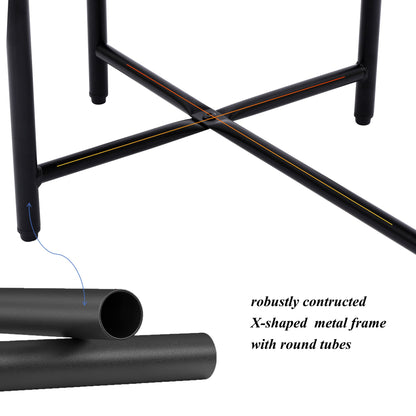 Round Coffee Table with Storage Tray 2 Tier Oval End Tables Wooden Small Side Table for Living Room (Black) image 8