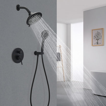 Round Shower System Wall Mounted Shower Faucet Rain Mixer Combo Set, Rain Shower Head Shower Set for Bathroom in Matte B image 8