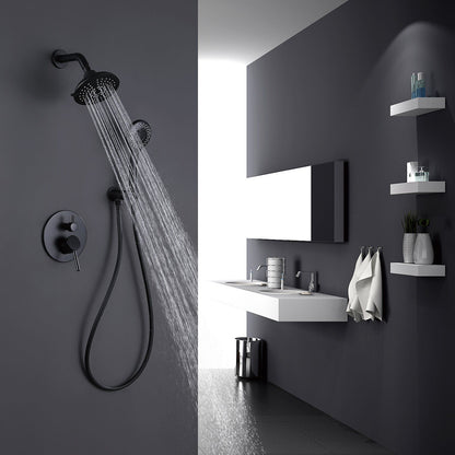 Round Shower System Wall Mounted Shower Faucet Rain Mixer Combo Set, Rain Shower Head Shower Set for Bathroom in Matte B image 1