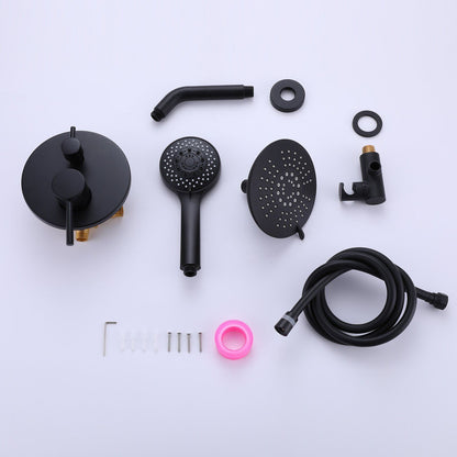 Round Shower System Wall Mounted Shower Faucet Rain Mixer Combo Set, Rain Shower Head Shower Set for Bathroom in Matte B image 4