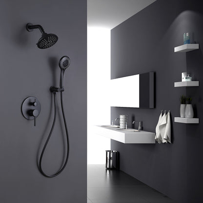 Round Shower System Wall Mounted Shower Faucet Rain Mixer Combo Set, Rain Shower Head Shower Set for Bathroom in Matte B image 6