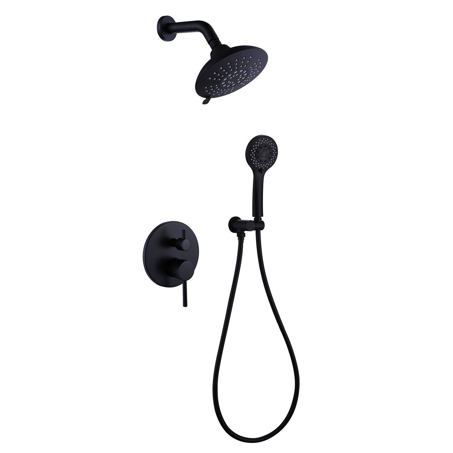 Round Shower System Wall Mounted Shower Faucet Rain Mixer Combo Set, Rain Shower Head Shower Set for Bathroom in Matte B image 5