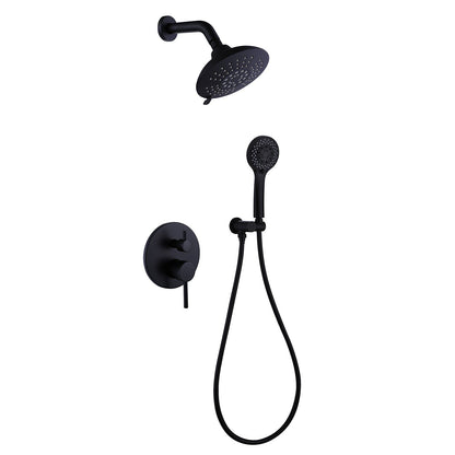 Round Shower System Wall Mounted Shower Faucet Rain Mixer Combo Set, Rain Shower Head Shower Set for Bathroom in Matte B image 5