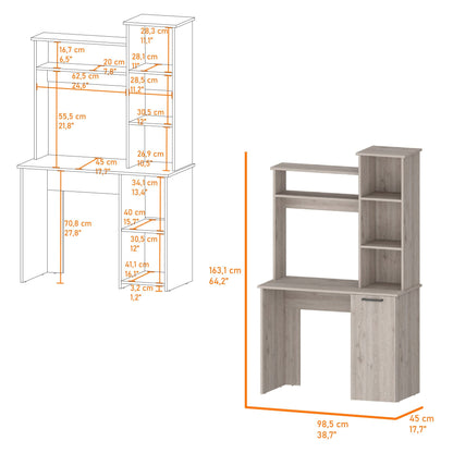 Rumford Computer Desk with Hutch and 3-Tier Storage Shelves image 2