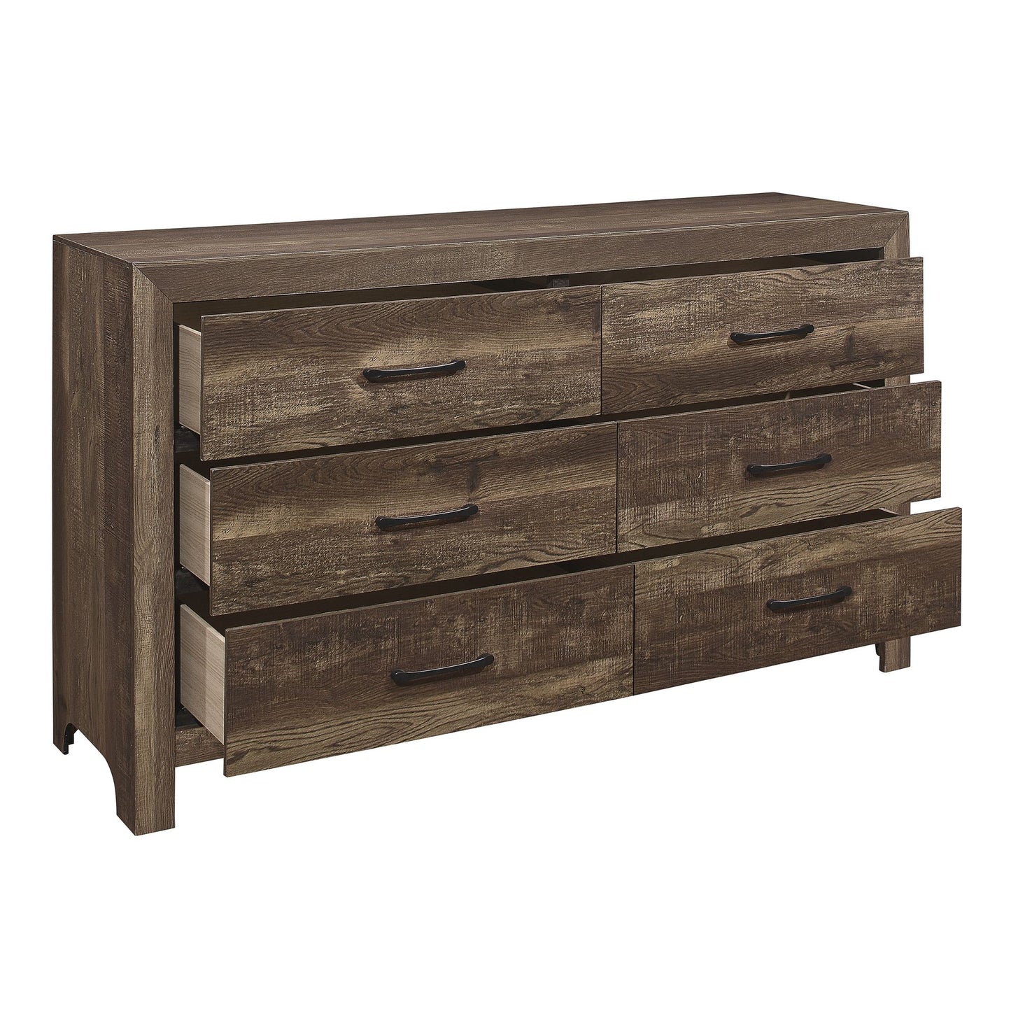 Rustic Brown Finish 1pc Dresser Black Handles Wooden Funiture Rustic Style image 3