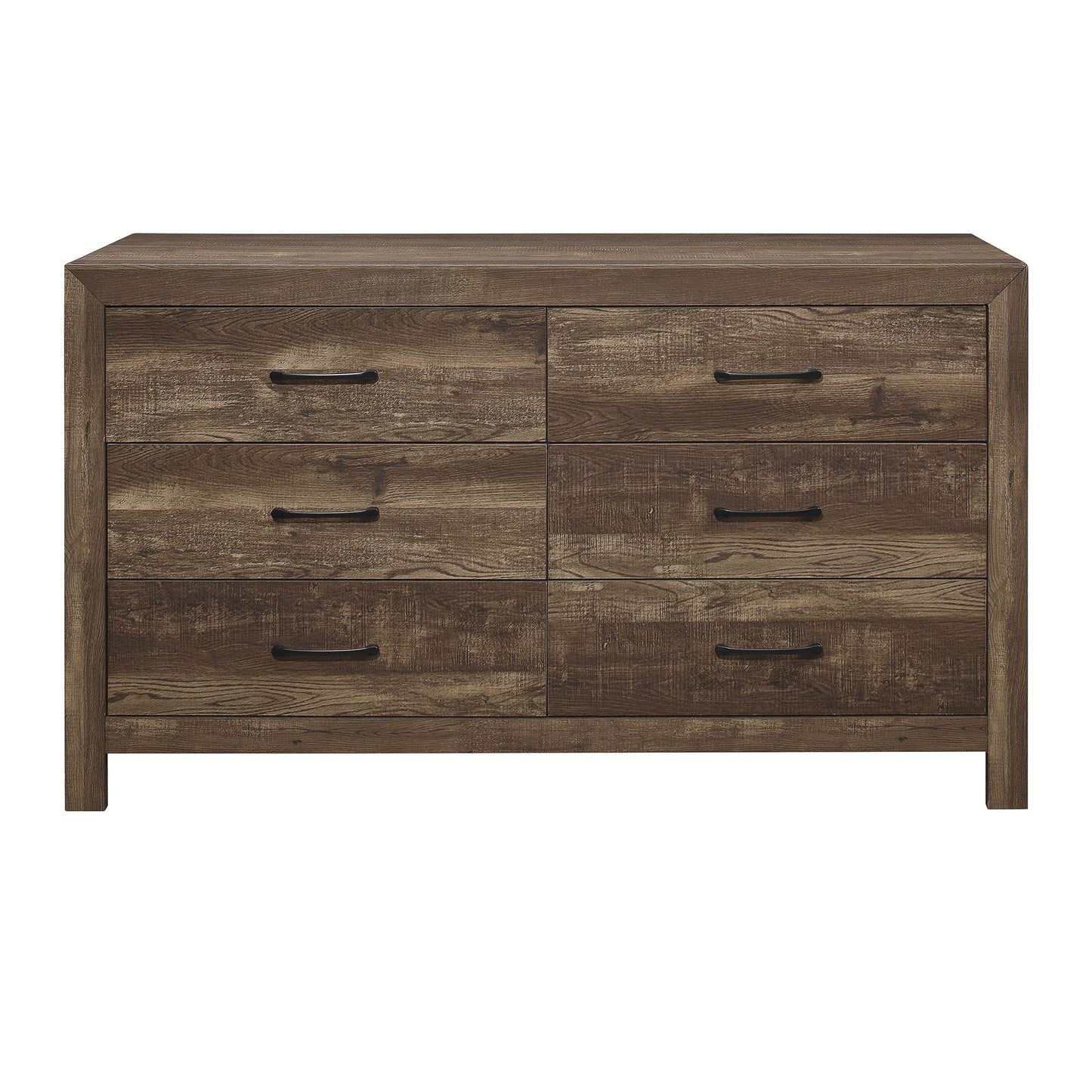Rustic Brown Finish 1pc Dresser Black Handles Wooden Funiture Rustic Style image 1