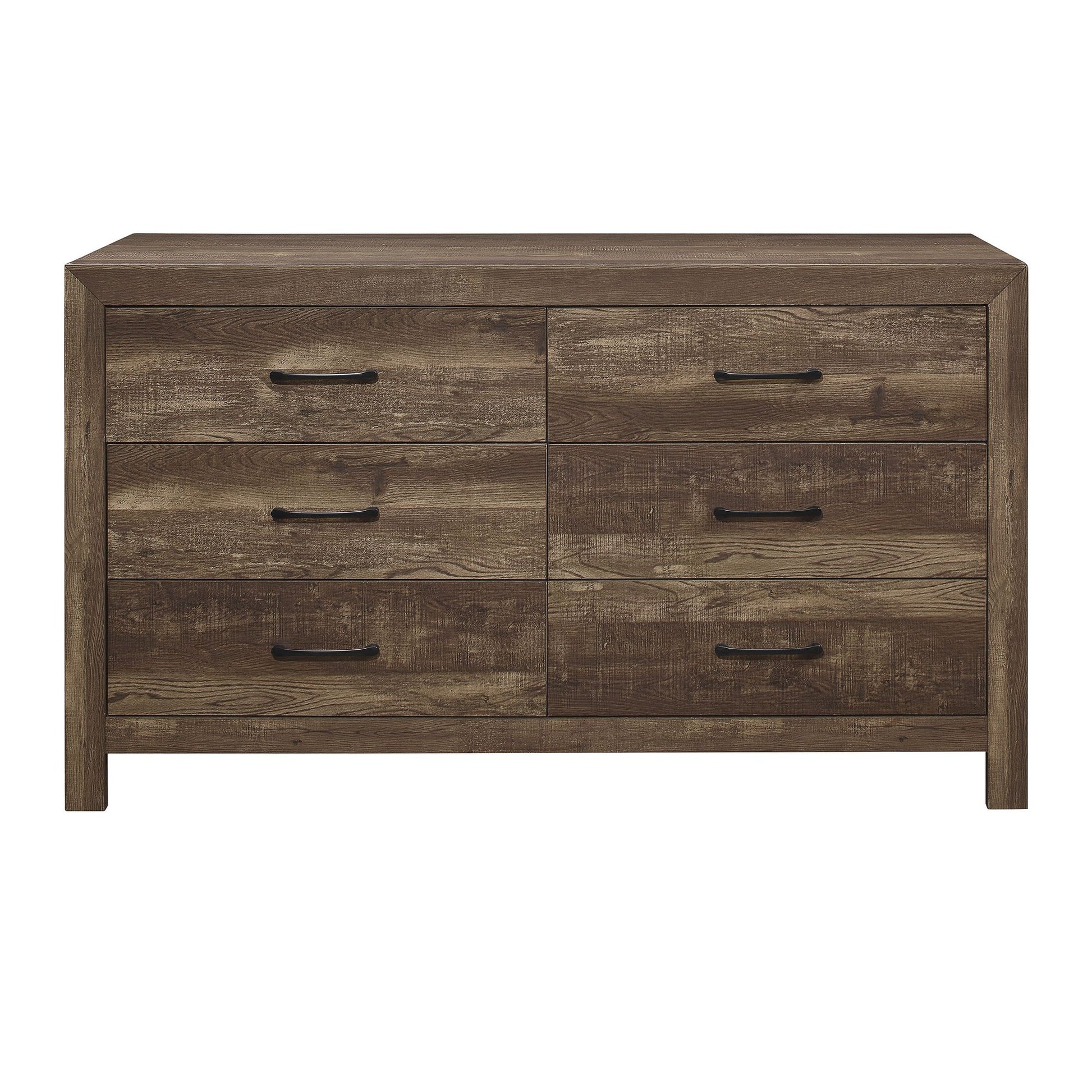Rustic Brown Finish 1pc Dresser Black Handles Wooden Funiture Rustic Style image 1