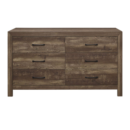 Rustic Brown Finish 1pc Dresser Black Handles Wooden Funiture Rustic Style image 1