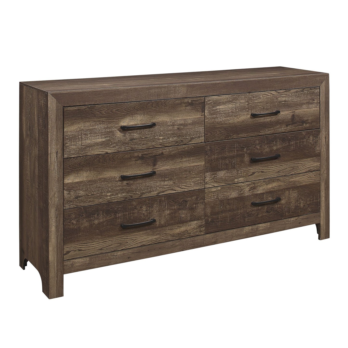 Rustic Brown Finish 1pc Dresser Black Handles Wooden Funiture Rustic Style image 2