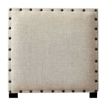 Rustic Charm Ivory Linen Like Fabric 2pcs Counter Height Bar Chairs Kitchen Furniture Nailhead Trim Antique Black Bold D image 5