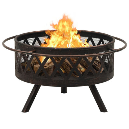 Rustic Fire Pit with Poker 29.9" XXL Steel image 4