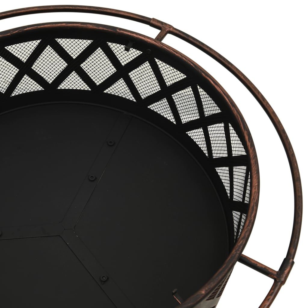 Rustic Fire Pit with Poker 29.9" XXL Steel image 5