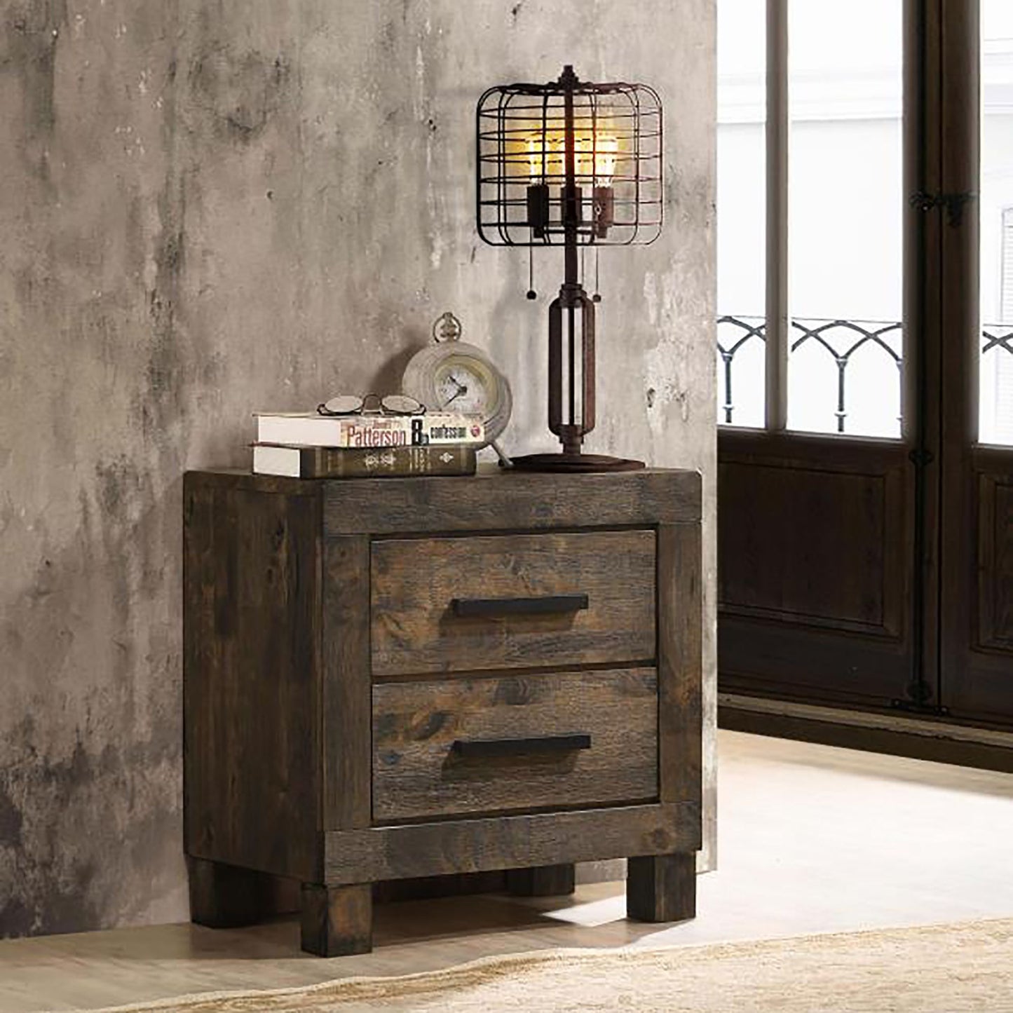 Rustic Golden Brown 2-drawer Nightstand image 1