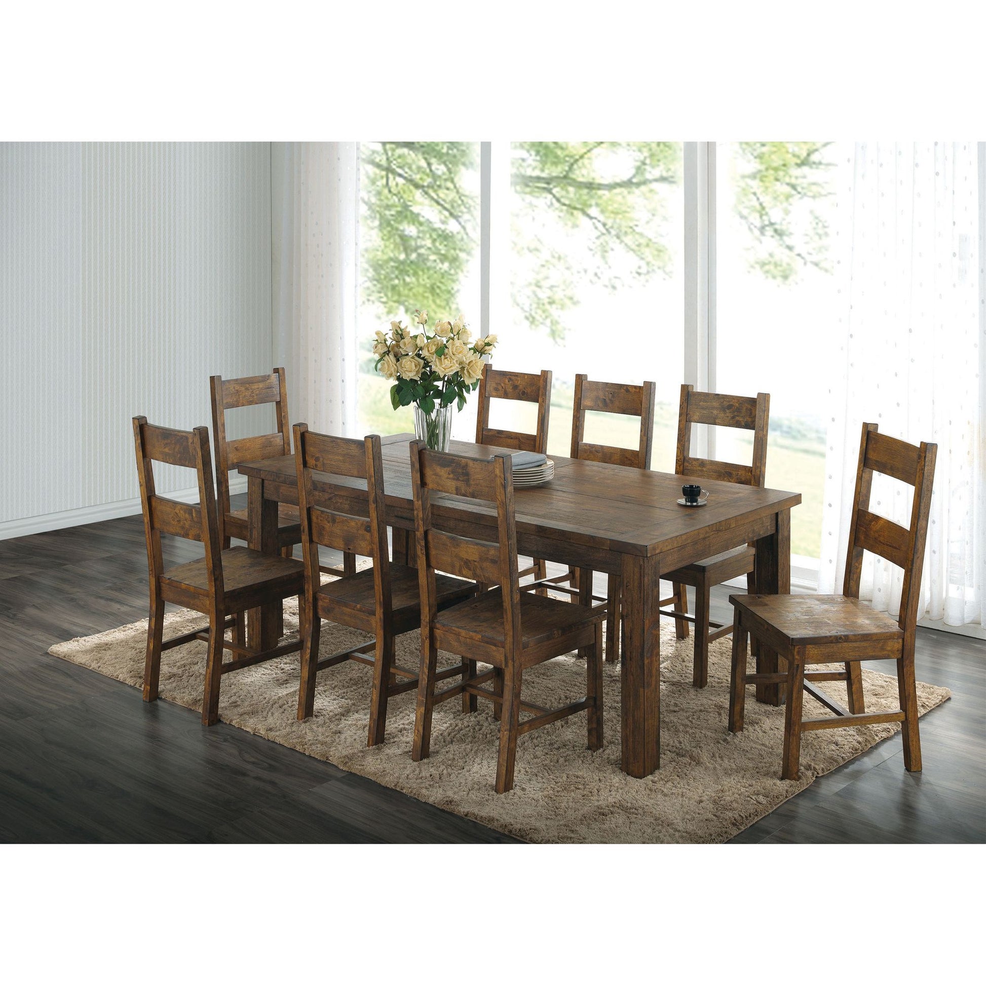 Rustic Golden Brown Ladder Back Dining Chairs (Set of 2) image 7