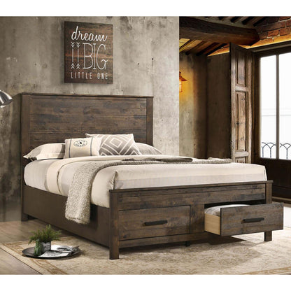 Rustic Golden Brown Queen Storage Bed image 1