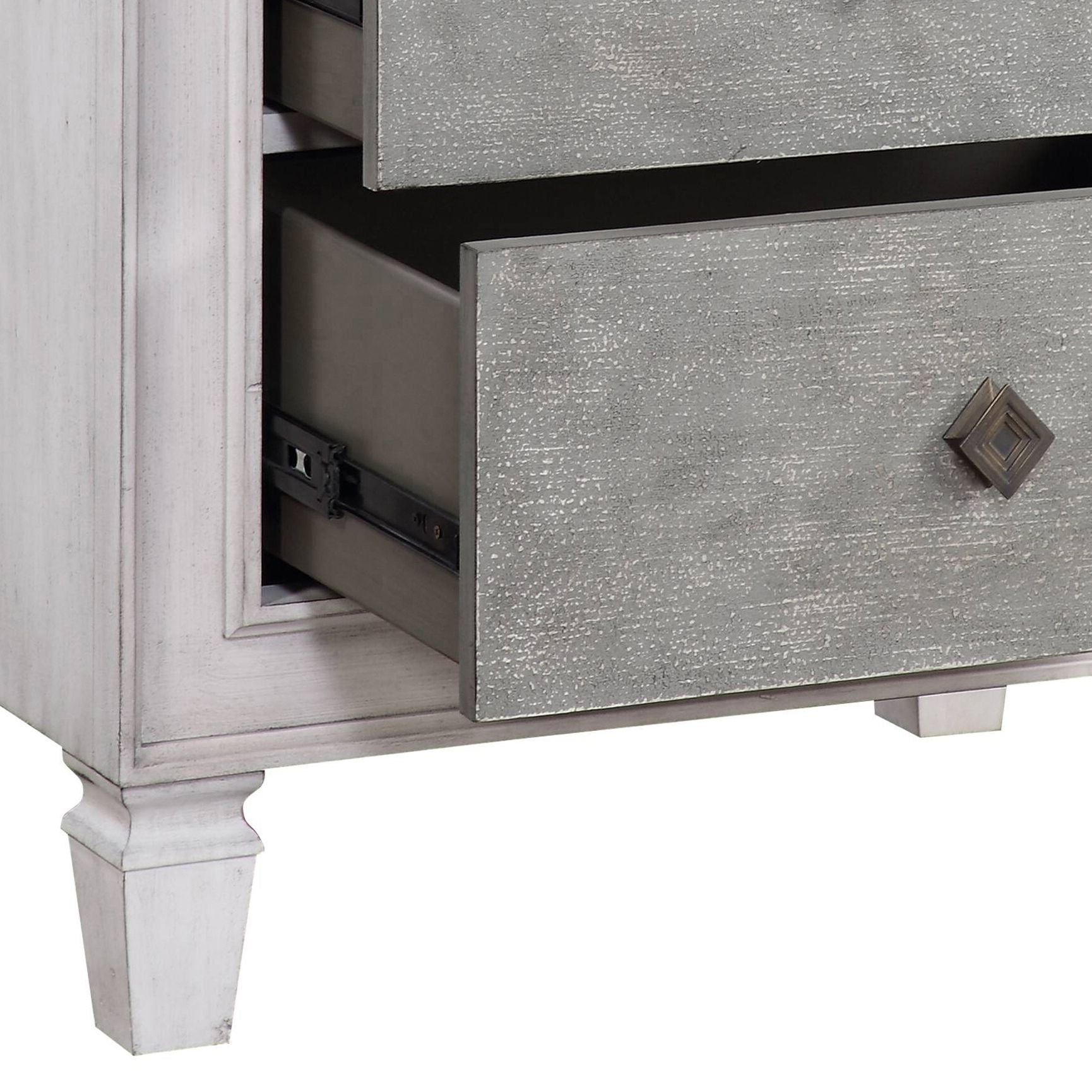Rustic Grey and Weathered White 2-drawer Nightstand image 6