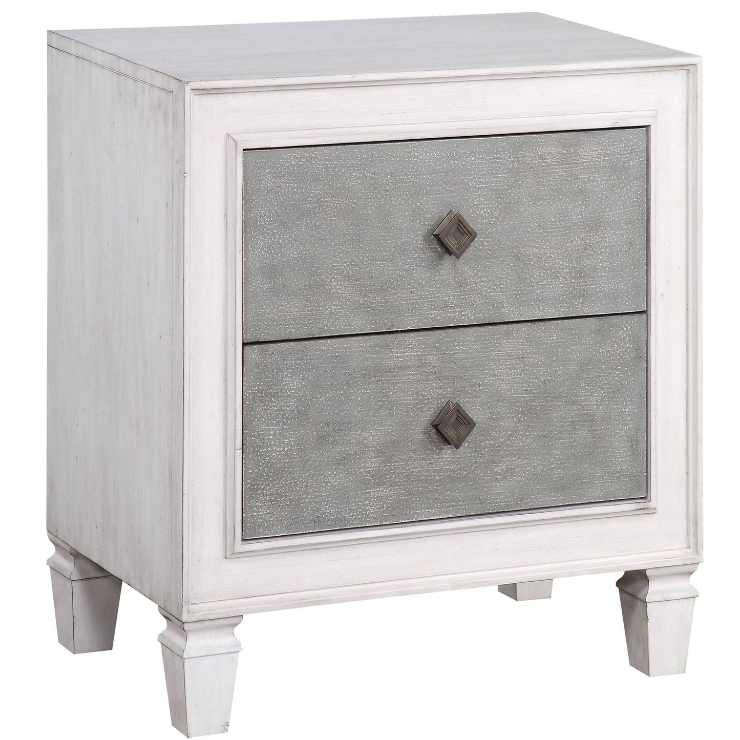 Rustic Grey and Weathered White 2-drawer Nightstand image 1