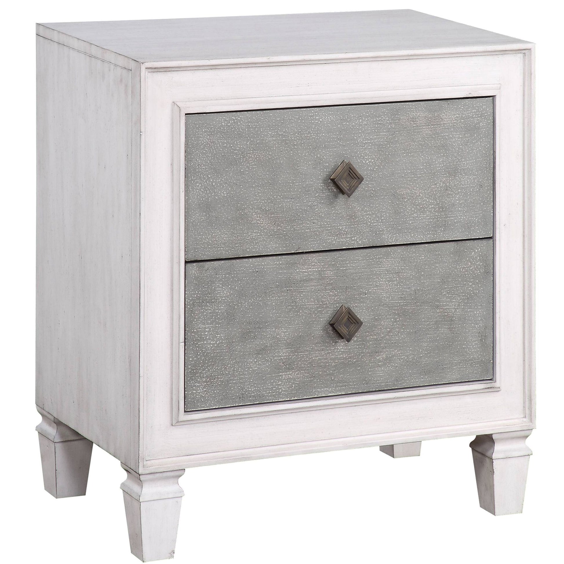 Rustic Grey and Weathered White 2-drawer Nightstand image 1
