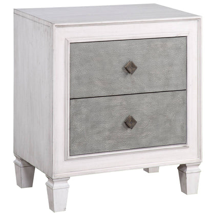 Rustic Grey and Weathered White 2-drawer Nightstand image 1
