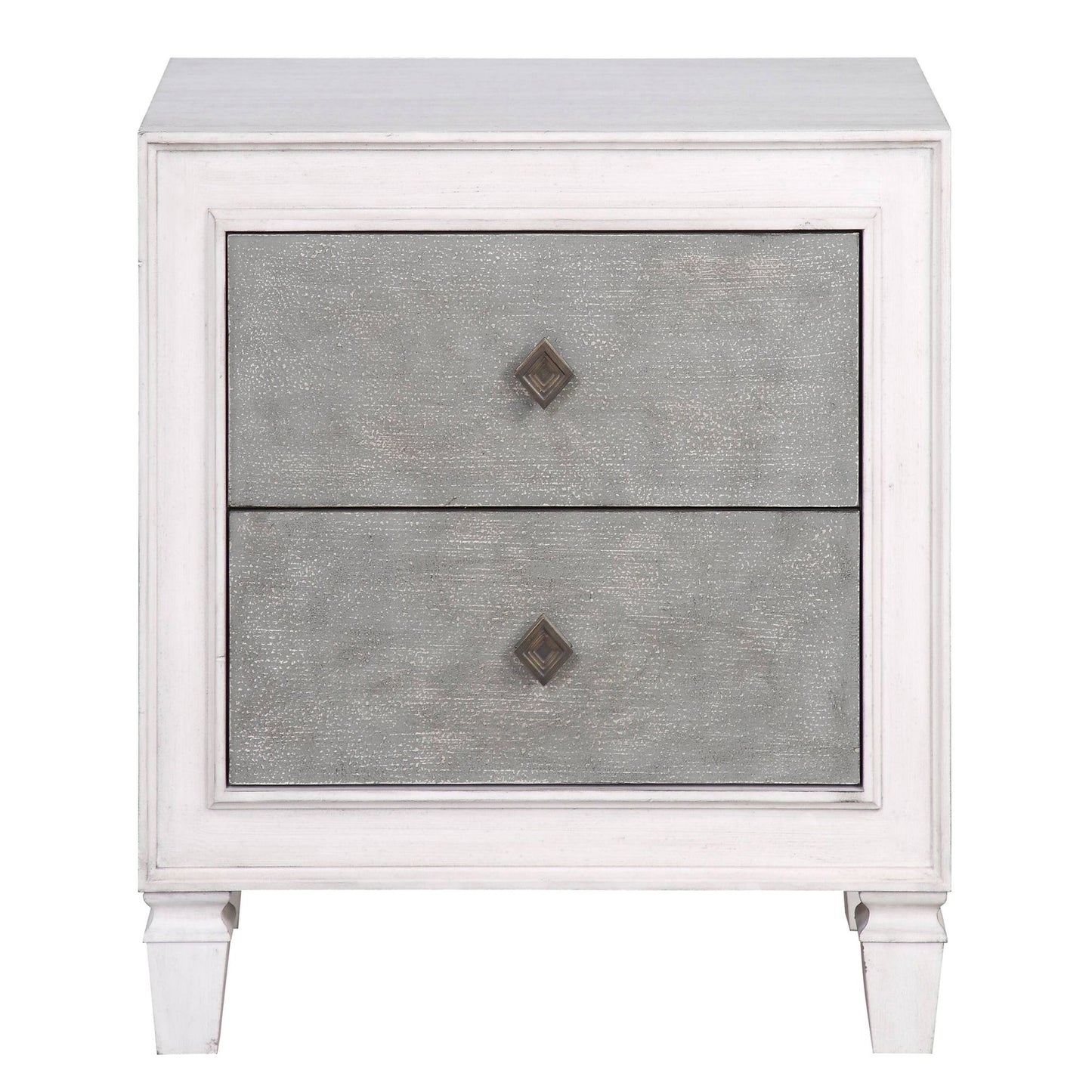 Rustic Grey and Weathered White 2-drawer Nightstand image 2