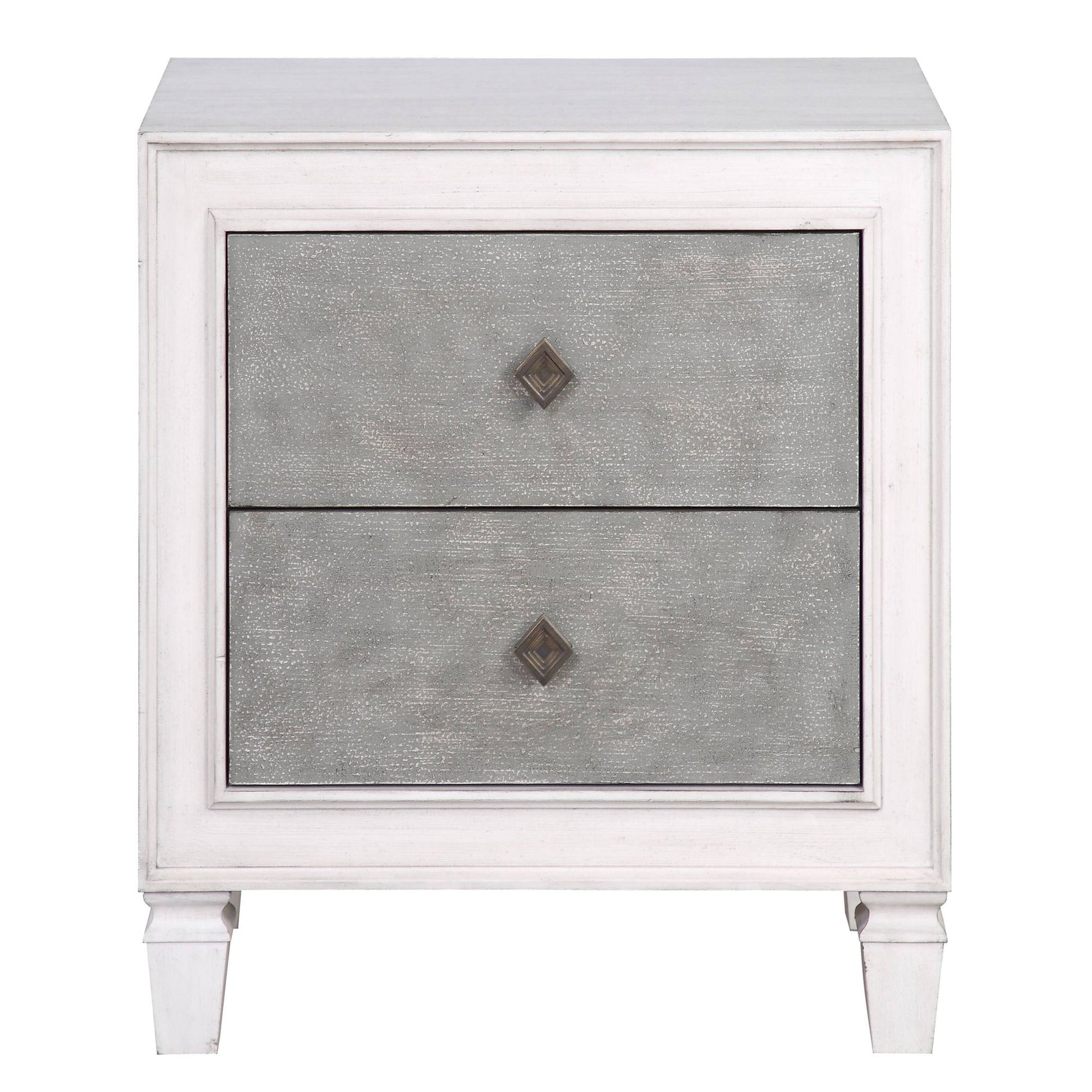 Rustic Grey and Weathered White 2-drawer Nightstand image 2