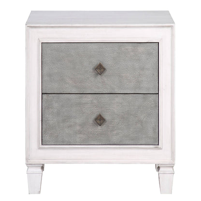 Rustic Grey and Weathered White 2-drawer Nightstand image 2