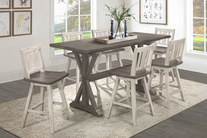 Rustic Look Distressed Gray Finish 1pc Counter Height Dining Table Solid Rubberwood Kitchen Dining Furniture image 8