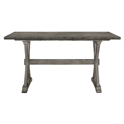 Rustic Look Distressed Gray Finish 1pc Counter Height Dining Table Solid Rubberwood Kitchen Dining Furniture image 1