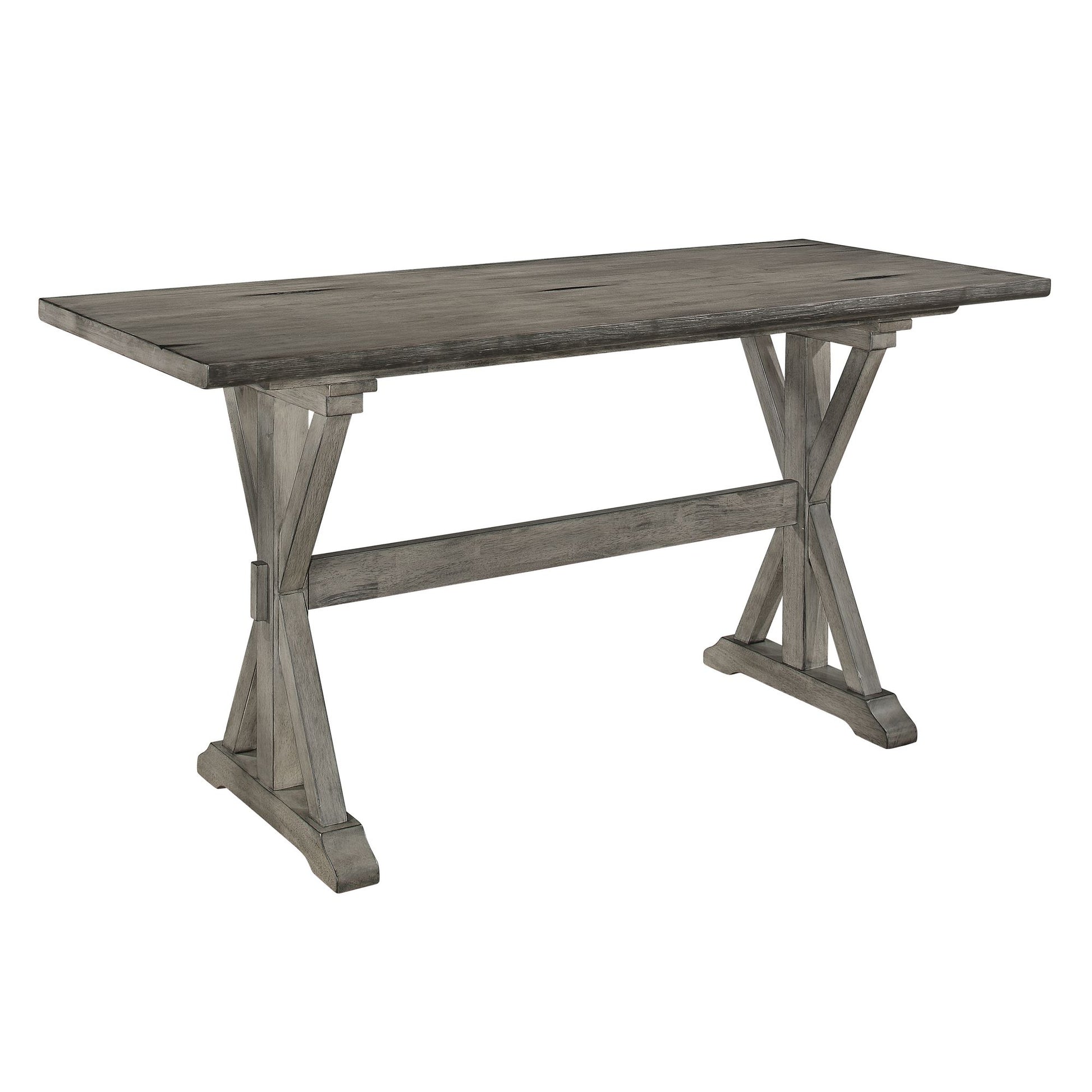 Rustic Look Distressed Gray Finish 1pc Counter Height Dining Table Solid Rubberwood Kitchen Dining Furniture image 2