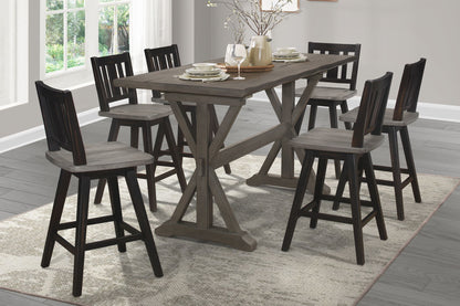 Rustic Look Distressed Gray Finish 1pc Counter Height Dining Table Solid Rubberwood Kitchen Dining Furniture image 5
