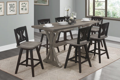 Rustic Look Distressed Gray Finish 1pc Counter Height Dining Table Solid Rubberwood Kitchen Dining Furniture image 4
