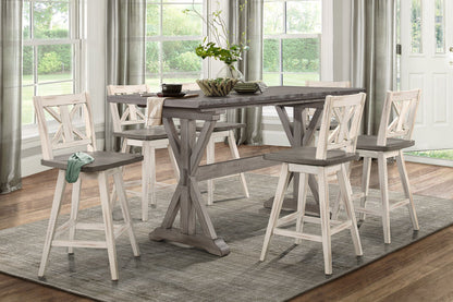 Rustic Look Distressed Gray Finish 1pc Counter Height Dining Table Solid Rubberwood Kitchen Dining Furniture image 7