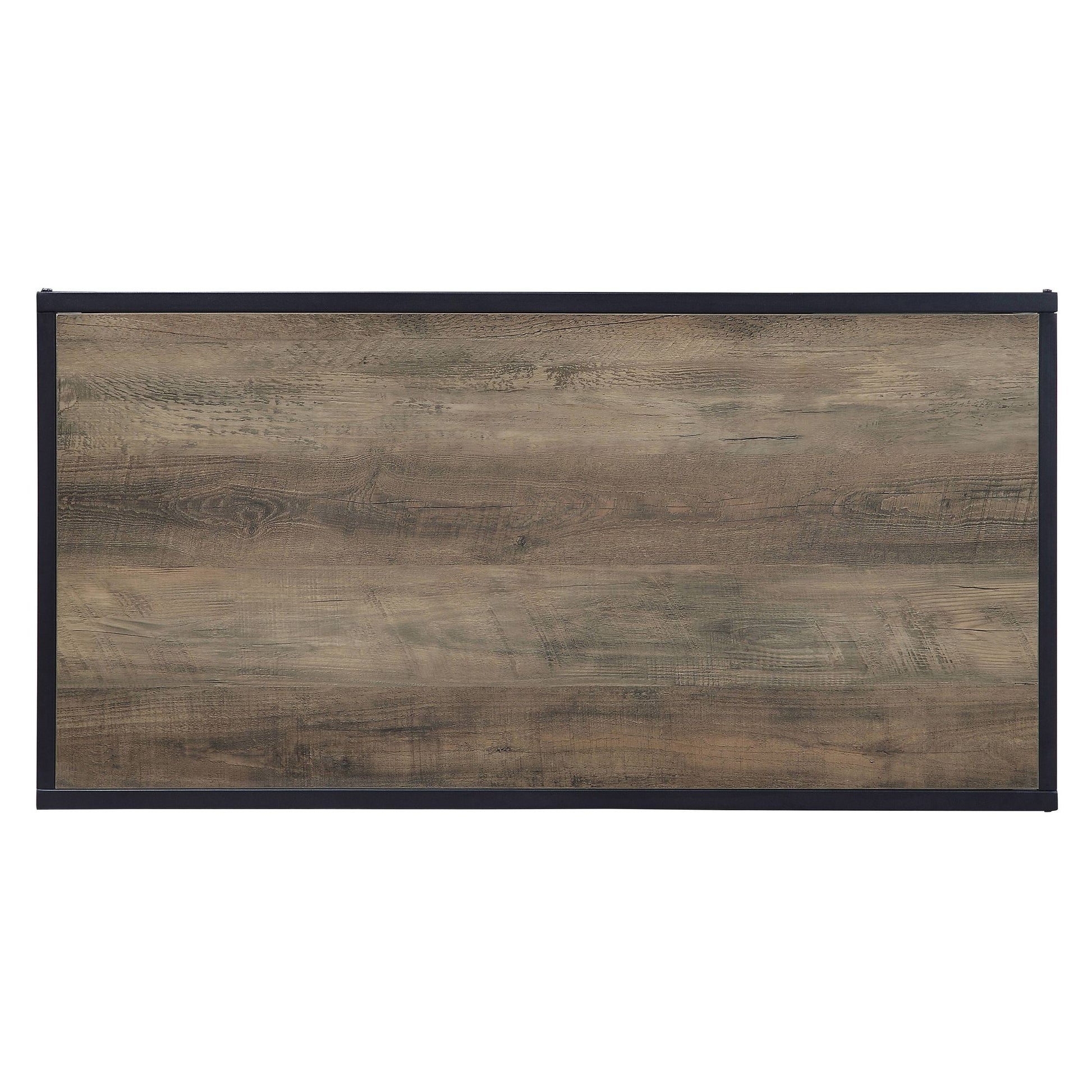 Rustic Oak and Black Coffee Table with Shelf image 3